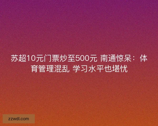 苏超10元门票炒至500元 南通惊呆：体育管理混乱 学习水平也堪忧