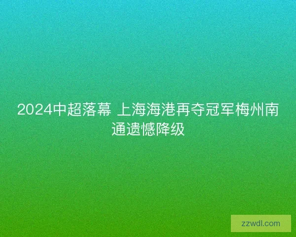 2024中超落幕 上海海港再夺冠军梅州南通遗憾降级