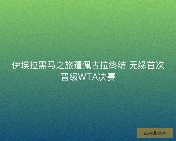 伊埃拉黑马之旅遭佩古拉终结 无缘首次晋级WTA决赛